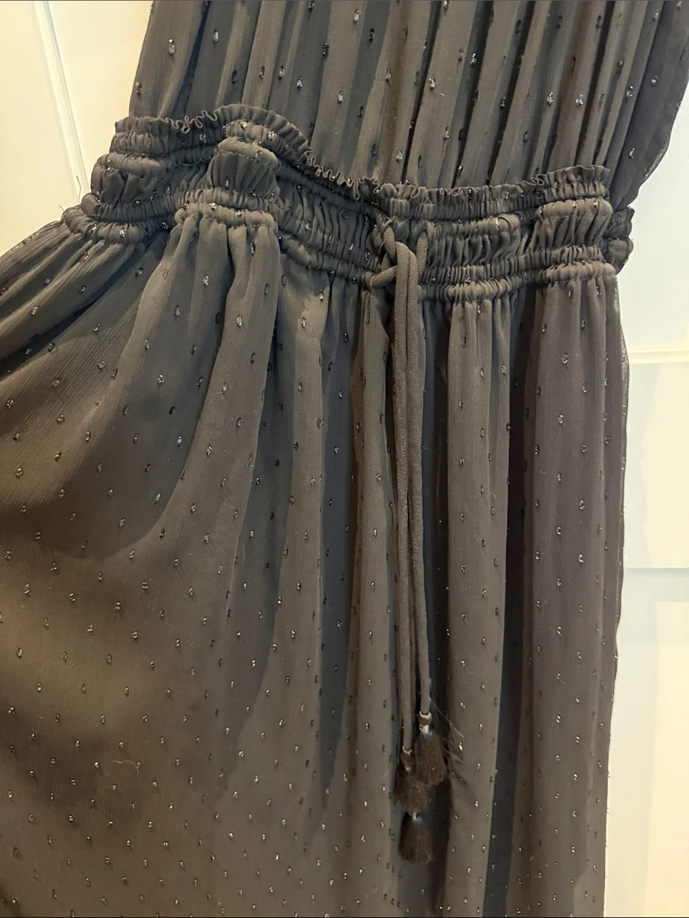 Michael Kors Black Halter Cocktail Dress with Smocked Waist